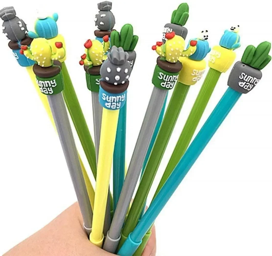 36Pcs Wholesale potted cactus styling gender-neutral pen school student writing stationery pen cartoon plant office supplies