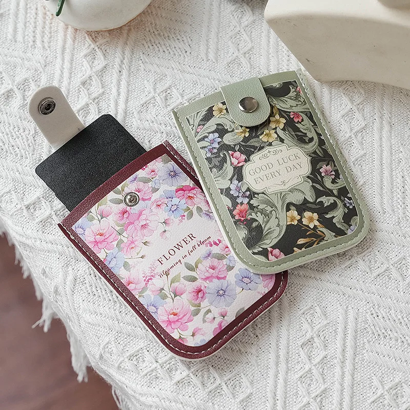 Vintage Oil Painting Art PU Leather Pull-Out Card Holder Multi-Card Slots ID Bank Card Protective Organizer for Women