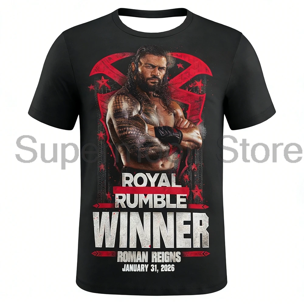Roman Reigns Winner T-Shirt O-Neck Short Sleeve Streetwear Black Tee Women Men Outdoor Sportwear Tops