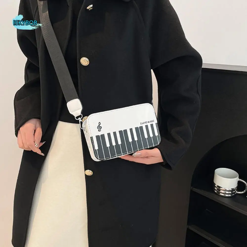 

Casual Vintage Piano Shoulder Bag Crossbody Black Mini Square Bag Fashion Elegent PU Leather Bag Girls