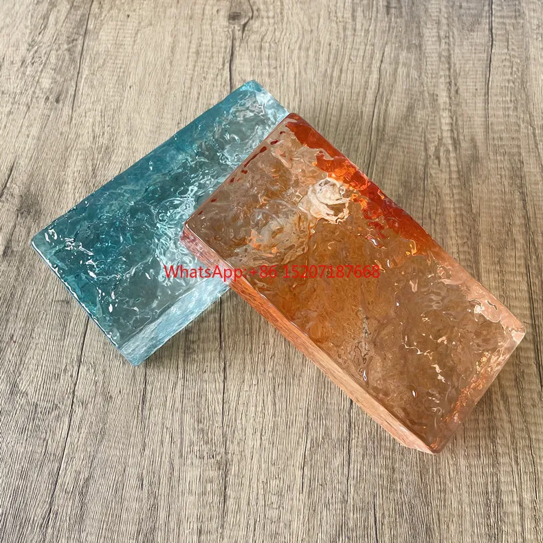 

Building materials Multi-colored textured crystal glass brick Partition transparent block