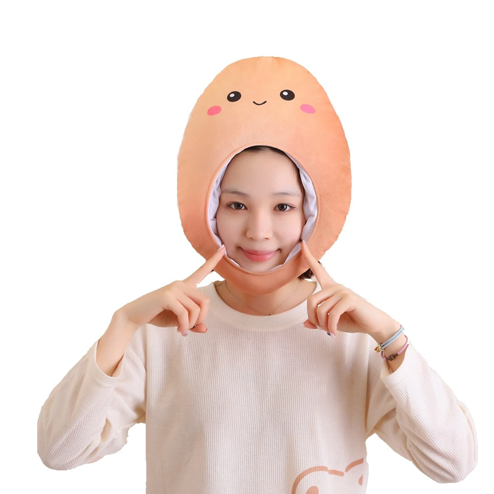 

Egg Cartoon Headwear Comfortable No Pressure Party Hat Food-Themed Cosplay Accessory Stage Show Funny Novelty Headpiece