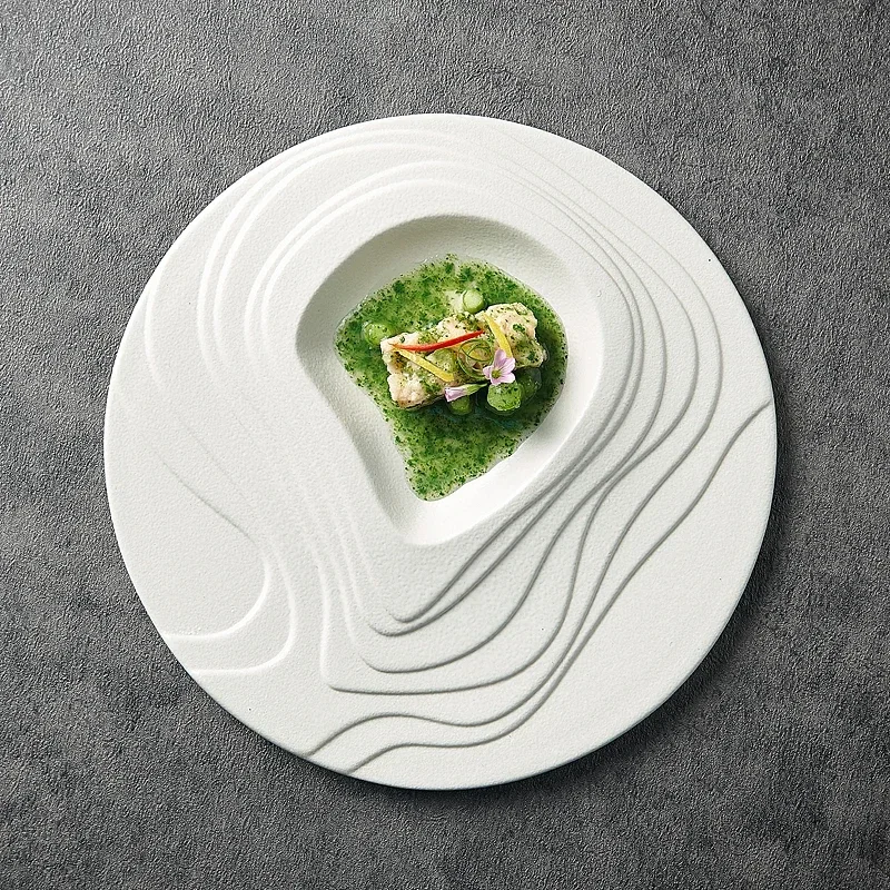 Creative Ceramic Western Food Plate Hotel Flat Dessert Plate Artistic Conception High-grade Steak Plate Kitchen Tableware