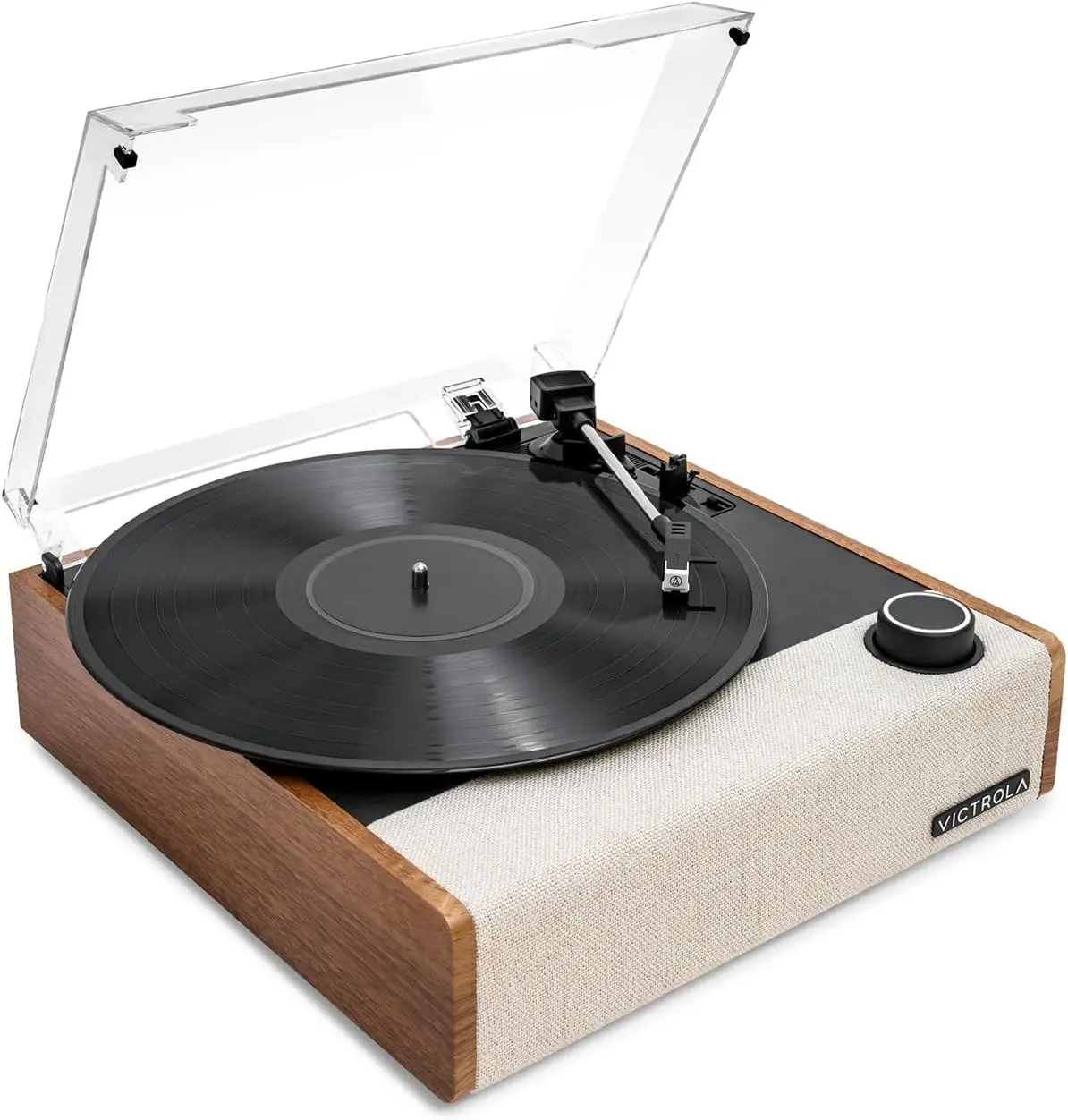Eastwood II Bluetooth Record Player Speakers Oak Vintage Wood Built In 3 Speed Turntable VINYLSTREAM Audio Technica Cartridge
