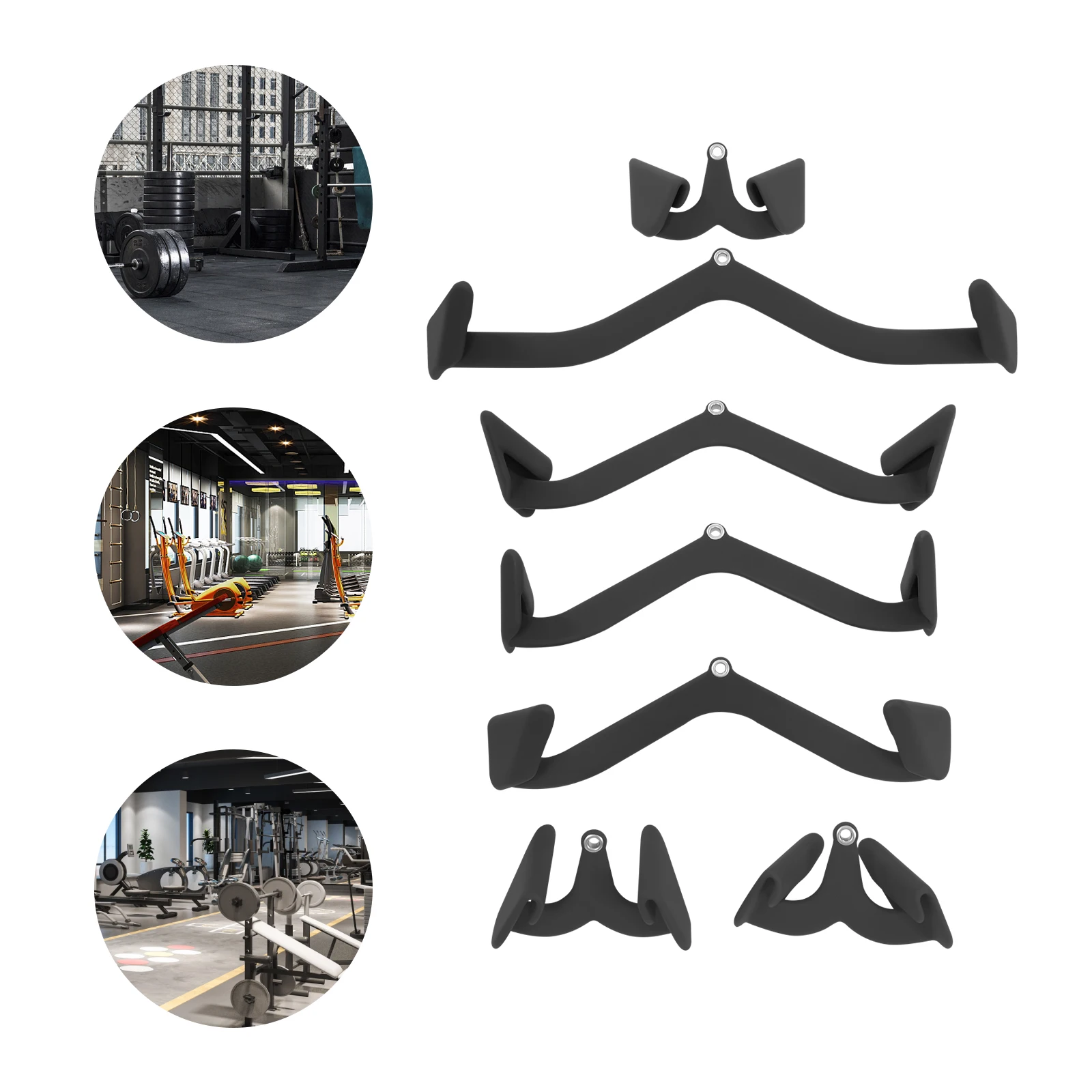 Set di accessori per barra pulldown da 7 pezzi, carichi pesanti da 300 kg, attrezzatura da palestra in ferro PVC per allenamento muscolare della schiena, fitness a casa