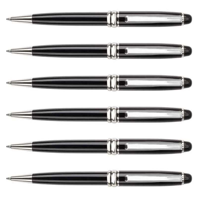 6x Ballpoint Pen Smooth Writing Pen Black Ballpoint Pen Metal Pen for Office School Classroom Supplies