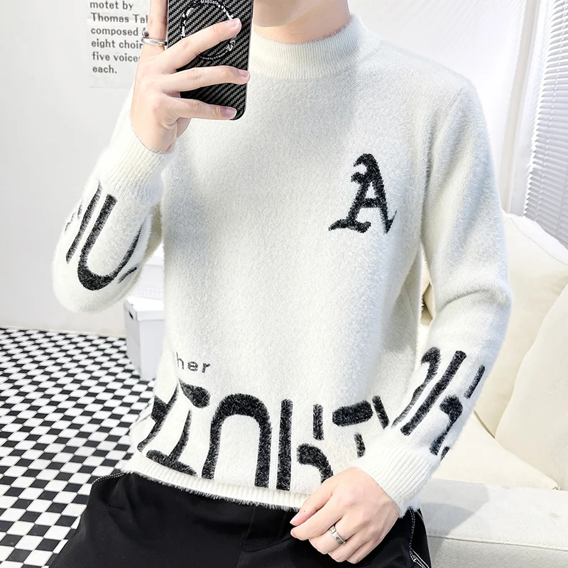 Odzież męska Bluza męska Casualowe swetry Męski sweter dla mężczyzn Wiosenna odzież uliczna Dzianina Jesienna moda Męska ciepła jednolita