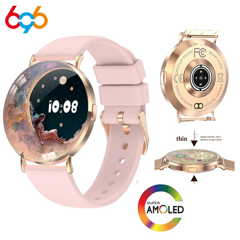 

AMOLED Screen Blue Tooth Call 3D Dynamic Dial Ultrathin Smartwatch Heart Rate Sports Waterproof All Metal Body Smart Watch