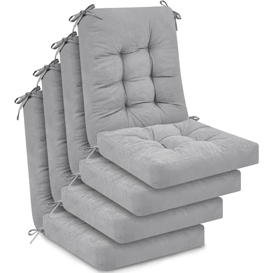 4 Sets Outdoor Patio Chair Cushions Seat High Back Tufted Pillow Replacement Rocking Chair Cushions Pads for Patio Summer Seaso
