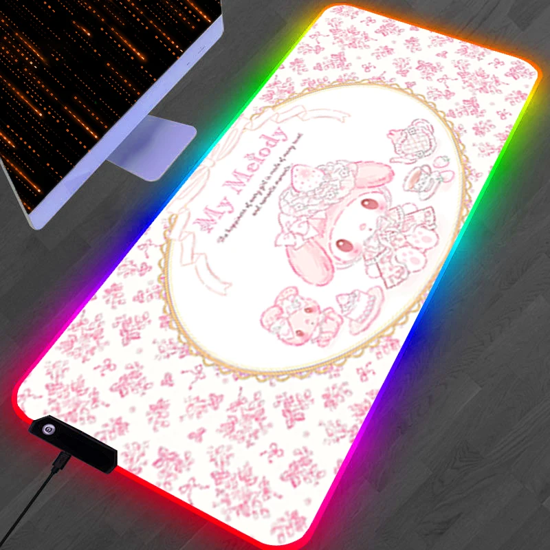 RGB LED Mouse Pad Computer Gamer PC Accessories Mousepad Rubber Extended Pad Non Slip Desk Mat M-my M-melody Laptop Keyboard Pad