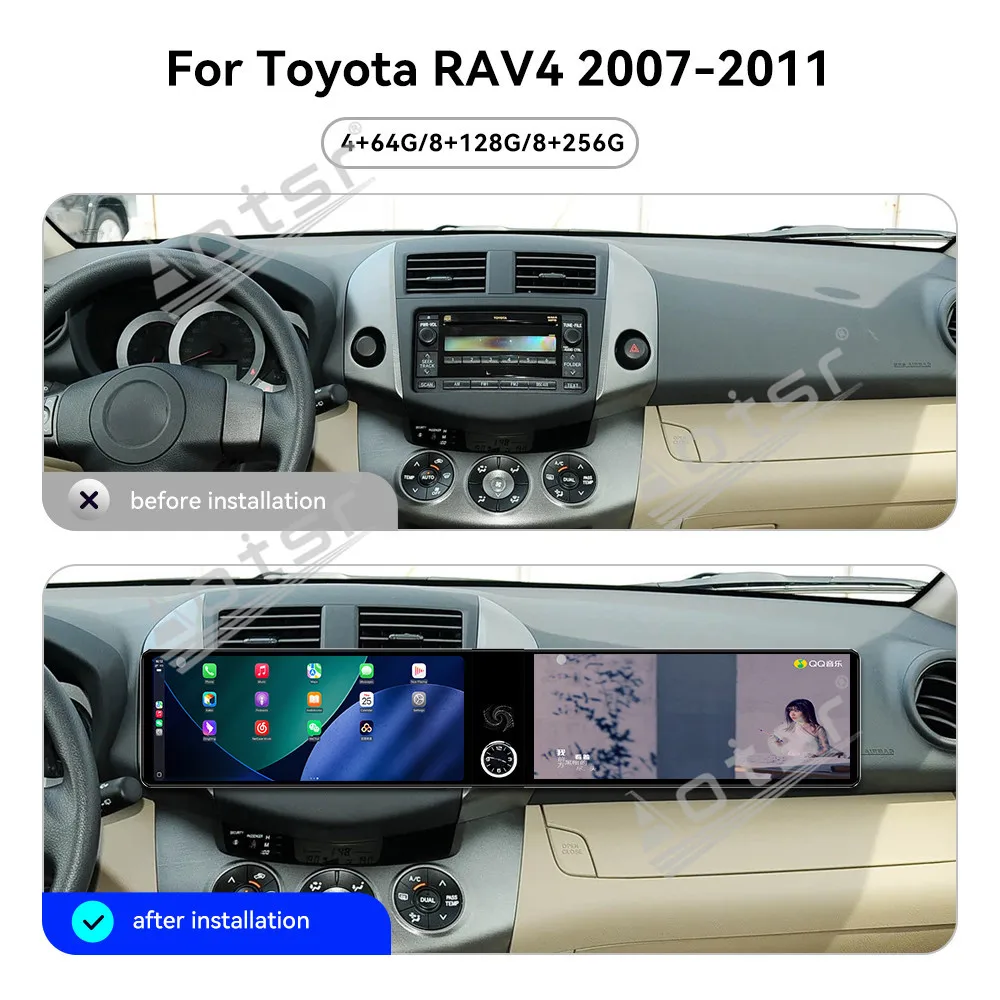 

Dual Screen 12.3" Android 13 CarPlay Car Radio For RAV4 2007-2011 Touch Screen Multimedia Player GPS Navigation DSP Head Unit
