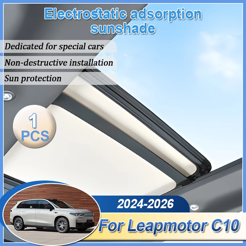 

For Leapmotor C10 2025 2024 2026 Car Insulation Sunroof Sunshade Electrostatic Suede Silicone Sun Protection Sticker Accessories