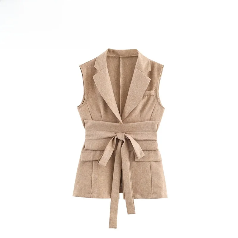 

Новая женская модная куртка-жакет без рукавов в стиле RS, универсальная, из китайского полиэстера, коллекция Весна 2026