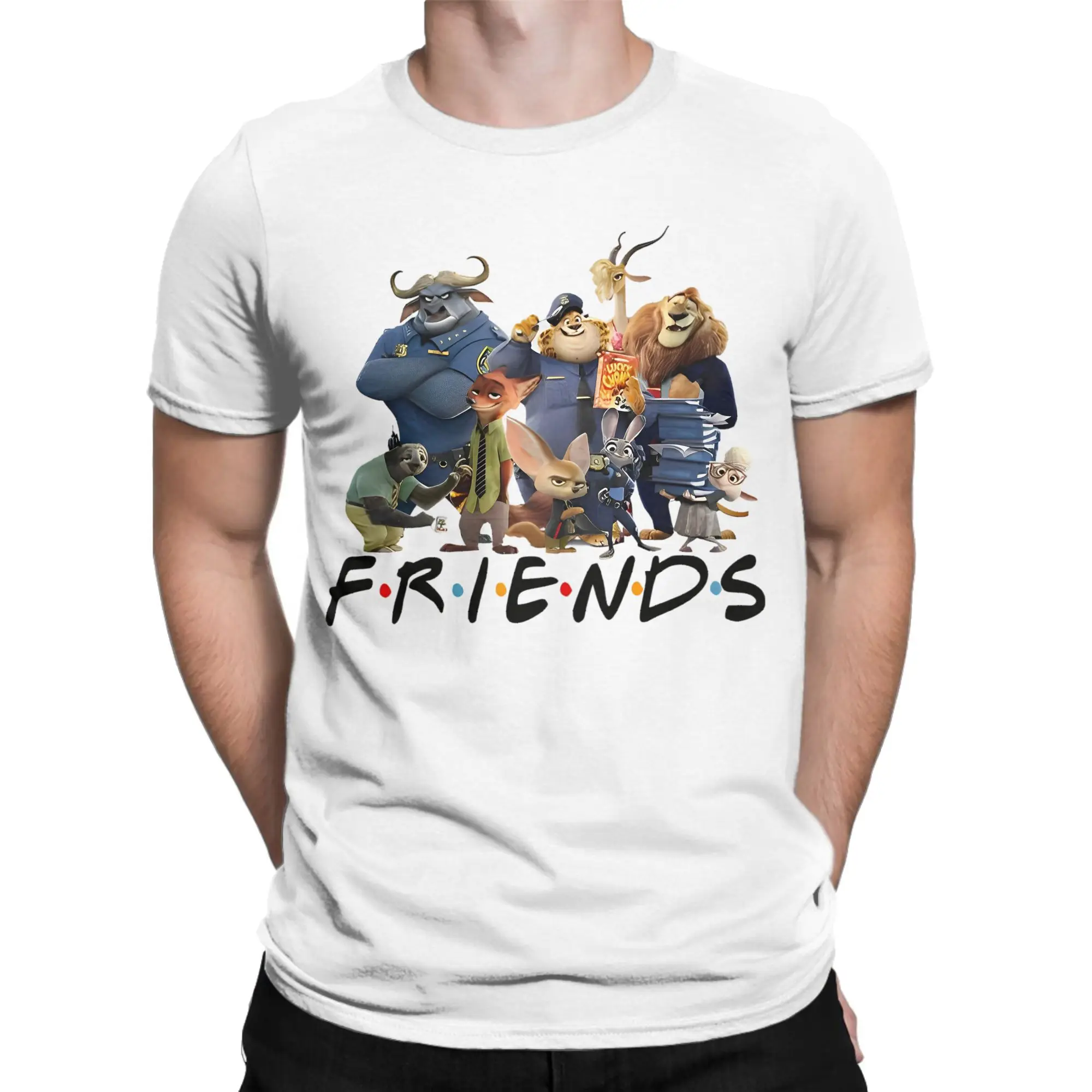 

Мужская и женская футболка Zootopia Friends, винтажная футболка из чистого хлопка с коротким рукавом Priscilla Judy Nick Mayor, футболки, одежда 4XL 5XL
