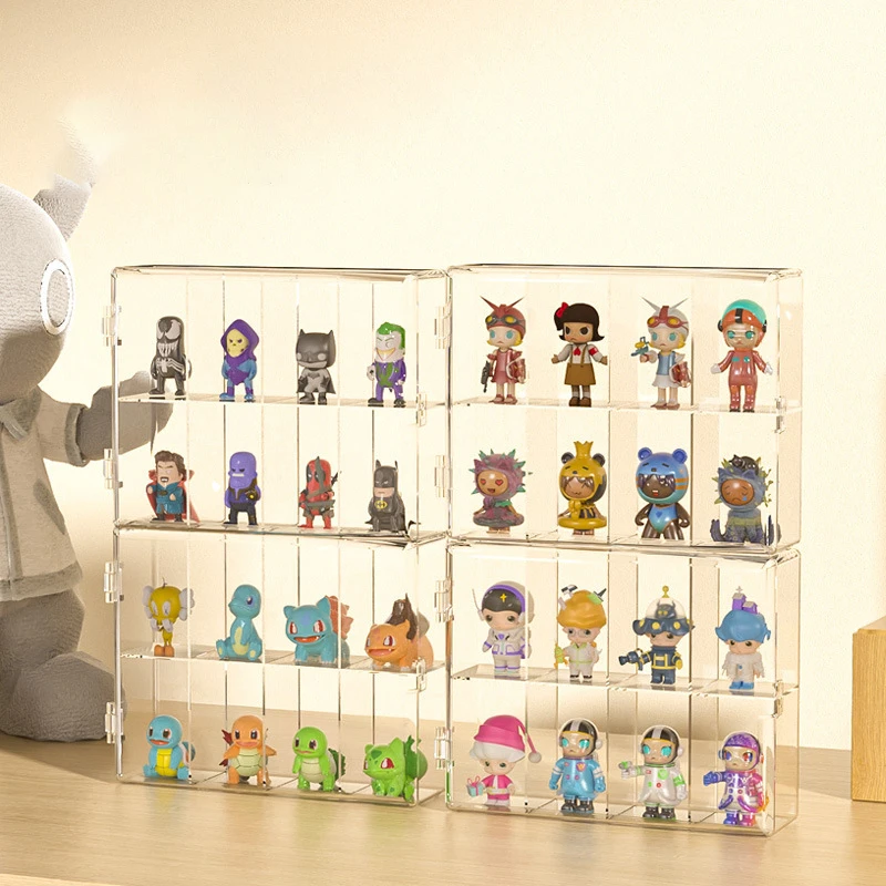 Imagem -03 - Acrílico Display Case para Funko Figuras Clear Desktop Grid Caixa de Armazenamento Gabinete Organizador para Mini Brinquedos Boneca Coleções