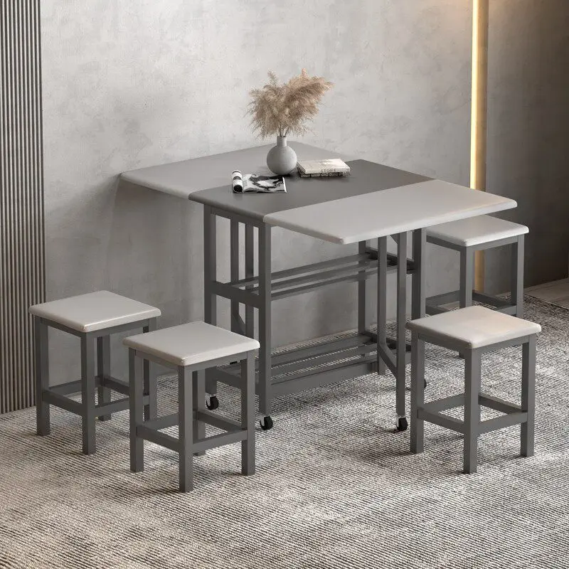 folding dining table household small apartment movable retractable table rental room rectangular eating folding table