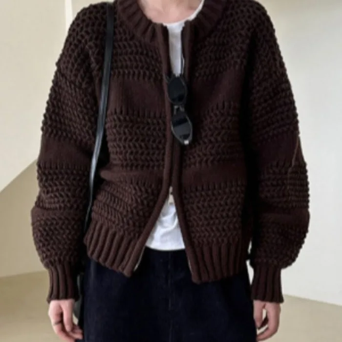 Chic Herbst Winter Gestrickte Zipper Thi Needle Faion Oberbekleidung frauen Pullover Lange Sve Warm Pendeln Sle Gerade Schnitt