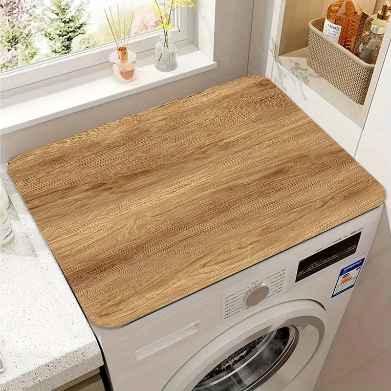 1pc of 2D Flat Washer And Dryer Top Protection Mat - a Versatile Dish Drying Mat. Features a Wood Grain, Rustic Design