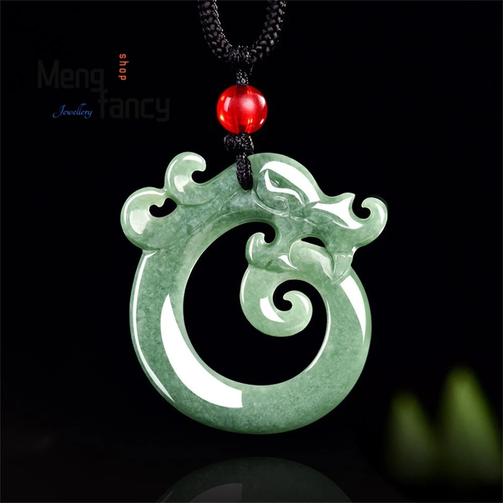 

Натуральный натуральный жадеитовый боб класса А, зеленый ретро-подвеска со знаком зодиака Дракона, изысканные популярные модные украшения, высококачественный праздничный подарок