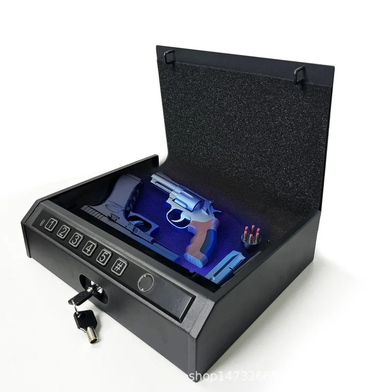 

Fingerprint Gun Safe Carbon Steel Portable Pistol Security Box for Home Office