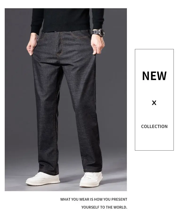2026 Herren Fleece-gefütterte Verdickte Jeans Winter Warme Stretch Slim Fit Hosen Bequeme Weiche Hosen für Tägliche Arbeitskleidung – Detail 21