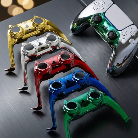 Chrome Black Glossy Chrome DIY Replacement Controller Shell for PS5 Custom Plates Cover Compatible Upgrade For PS5 Slim