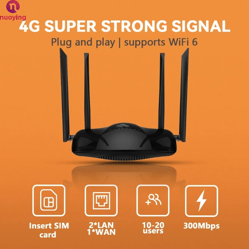 NUOYING R106 4G CPE WLAN-Router mit 4 Hochleistungsantennen SIM-Kartensteckplatz Drahtloses Netzwerkgerät