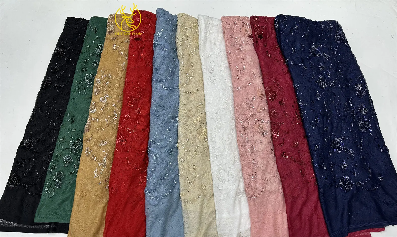 Afrikanischer Spitzenstoff, französische Kordelstickerei, Perlen, Pailletten, Tüllnetz für Damen, Hochzeit, Party, Kleid, Nähen, hohe Qualität, 5 Yards – Detail 3