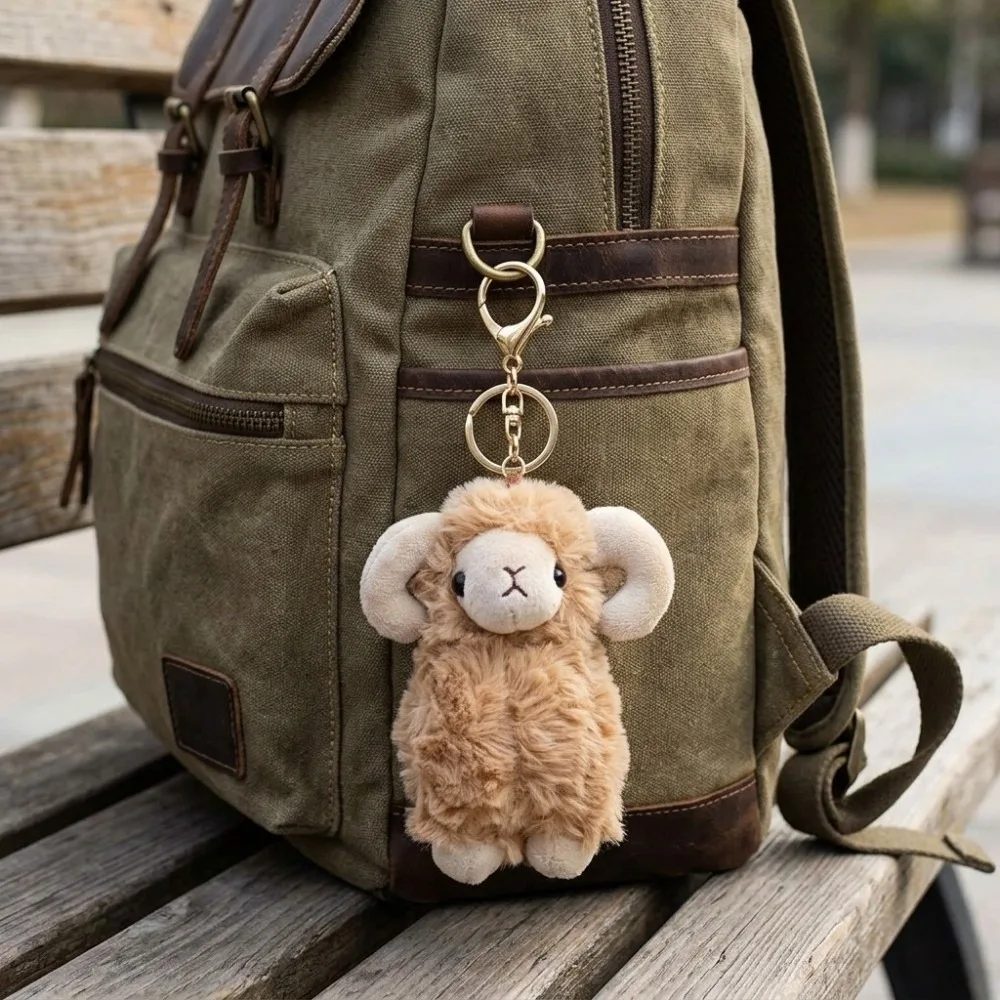 Novelty Fluffy Sheep Pendant Soft Curly Wool Keychain Cartoon Creative Bag Charm Daily