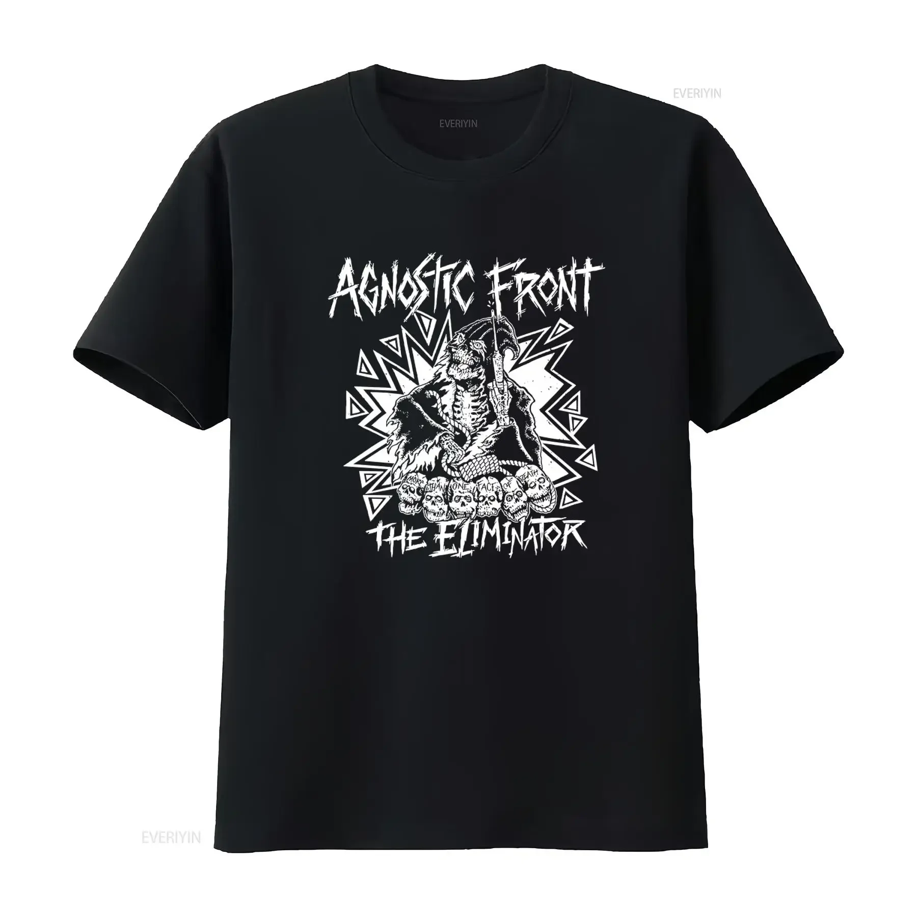 Agnostic Front The Eliminator Skull T Shirt for Men Rock Punk Style vintage Washed Top For Everyday Wear homme Soft Breathable