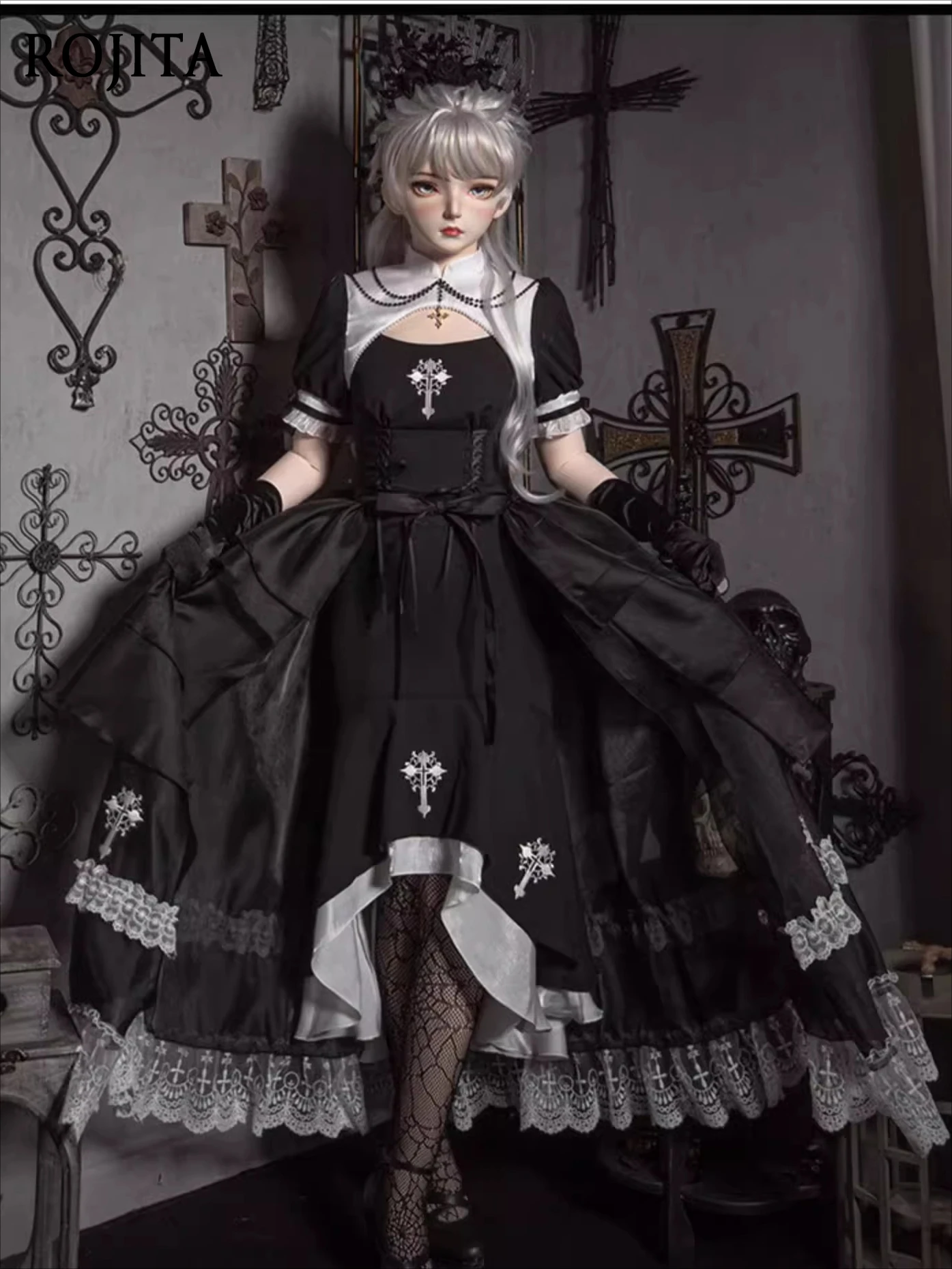 

Nun Wind Fishtail Skirt Op Dress + Hood Skirt Two-piece Sets Women Outfits 2025 Spring and Summer Gothic Black Long Dress
