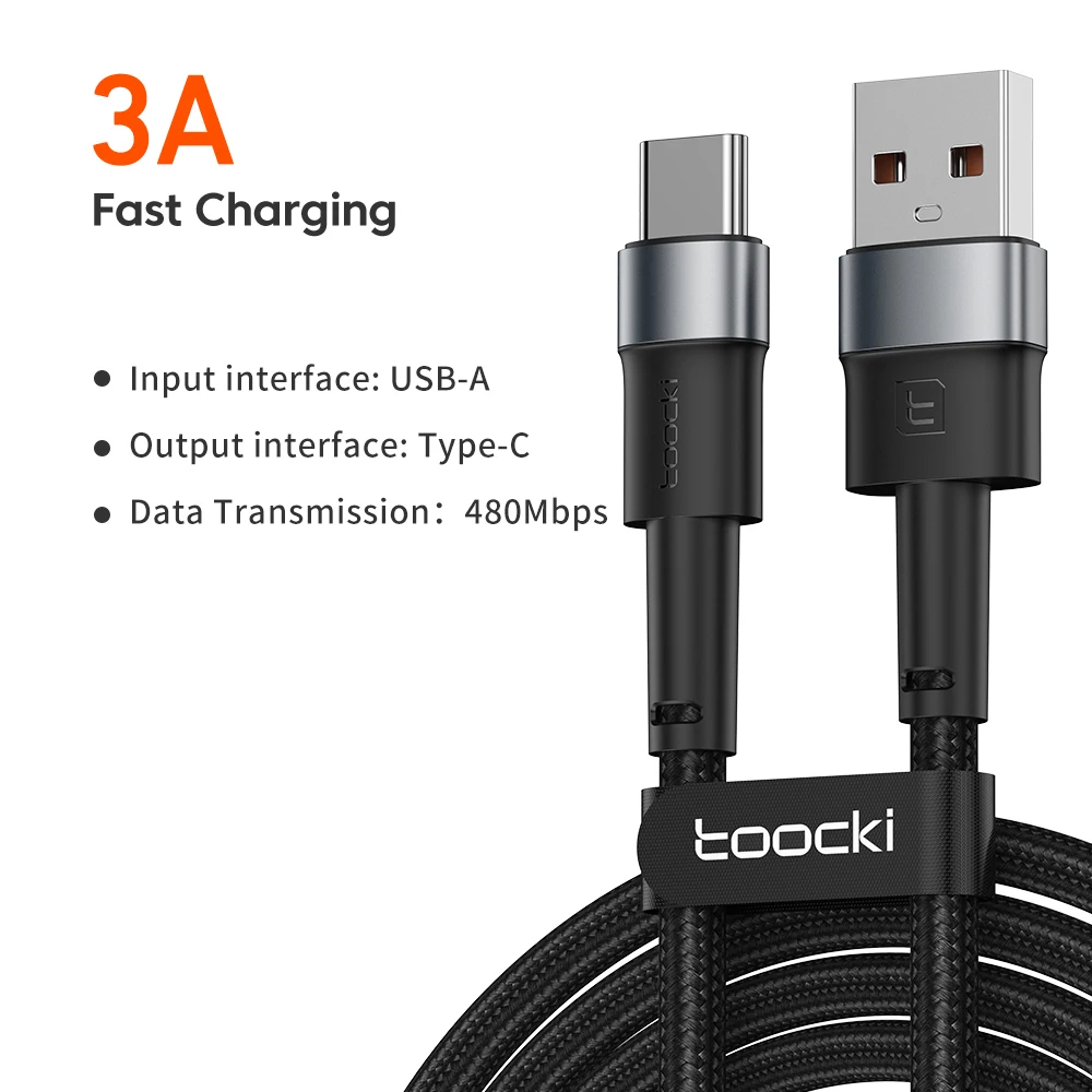TOOCKI 3A PD USB -tüüpi C -kaabel kiire laadimisega C -tüüpi laadimiskaabli mobiiltelefoni andmejuht Samsung Xiaomi Redmi Poco oppo Vivo