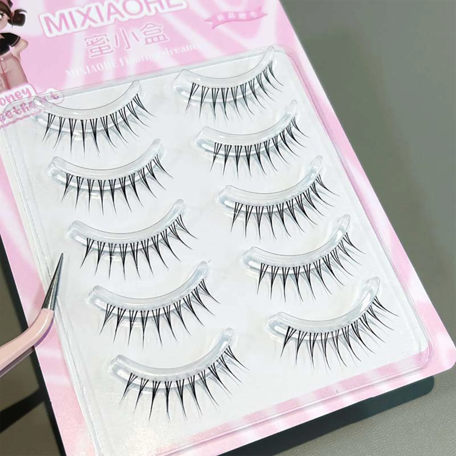 رموش صناعية على الطراز الكوري شرائط شفافة خفيفة الوزن ذات مظهر طبيعي رموش فردية للنساء مكياج K-Pop #3