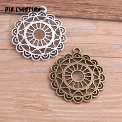 4PCS 38*42mm New Product Two Color Big Openwork Round Pattern Charms Pendant Jewelry Metal Alloy Jewelry Marking
