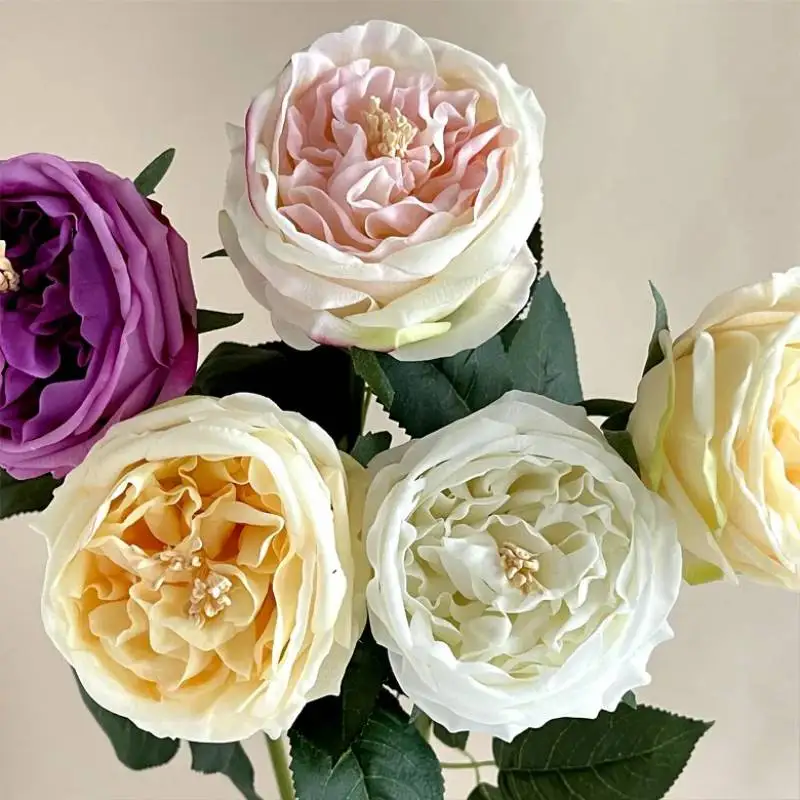 

5Pc Hand-feeling Moisturizing Roses Austin Artificial Flowers Wedding Bride Bouquet Real Touch Rose Party Home Decoration Floral