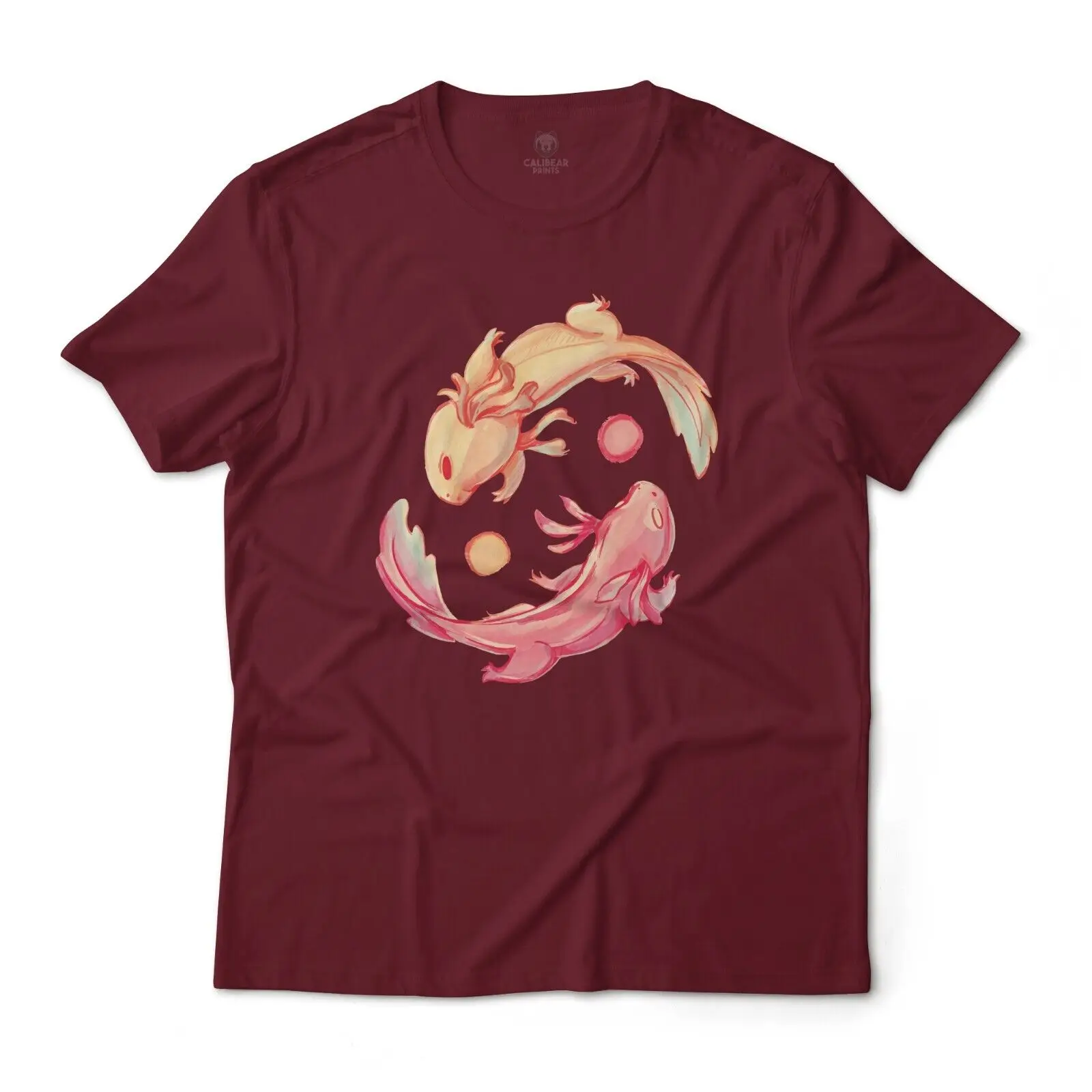 Axolotl Yin and Yang Paint Aesthetic Art Graphic T-Shirt Lightweight Cotton Tee