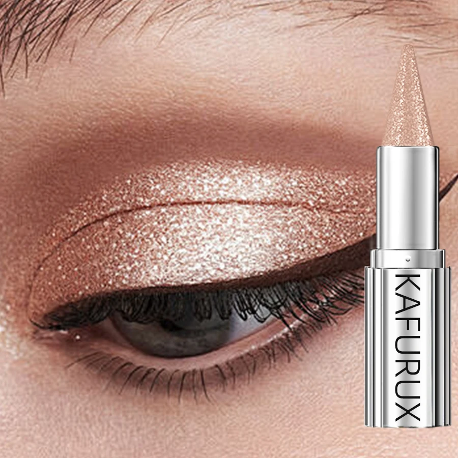 12 Colors 1PC Waterproof Eyeshadow Sticks Long Lasting High Pigmented Shimmer Metallic Glitter Eye Shadow Makeup Brown Cosmetic