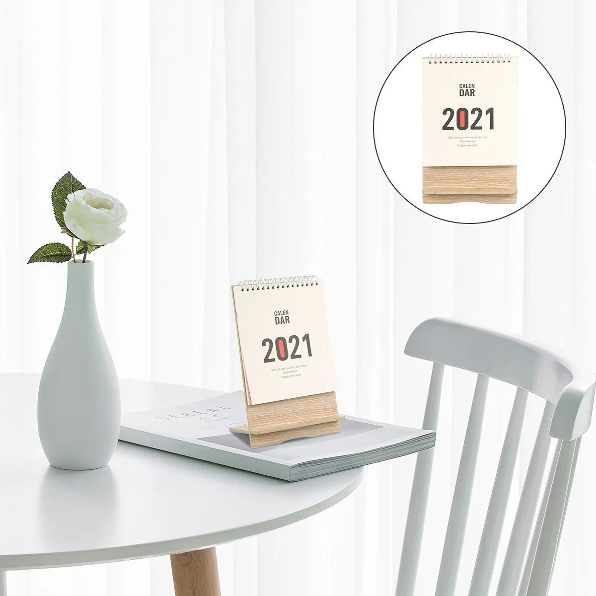 

2021 Wooden Stand Up Calendar Multifunctional Desktop Daily Schedule Planner Solid Color Table Calendar for Christmas