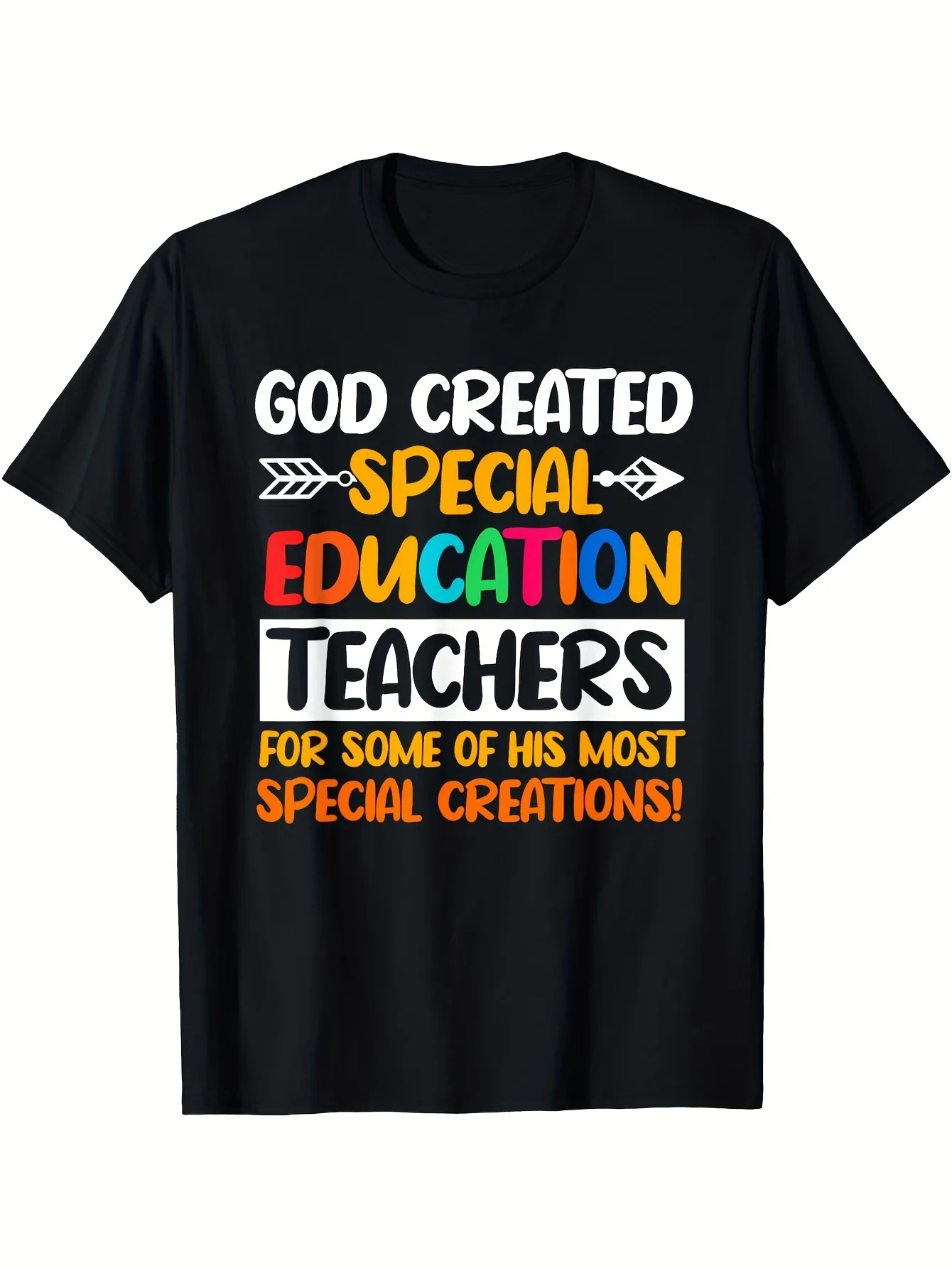 Special Education Teachers SPED Instructors T-Shirt - Inspirational "God Created Special Education Teachers" Graphic Print, Soft Breathable Cotton, Unisex Crew Neck Tee for Men & Women, All-Season Comfort, Sizes S-XXXL, Ideal Gift for Educators