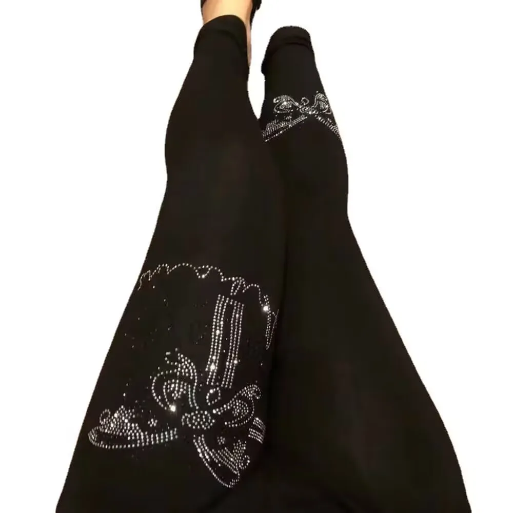 50-100kg autunno inverno Leggings con diamanti donna Sexy moda collant lucidi leggins con strass sottili femminili pantaloni collant caldi da donna