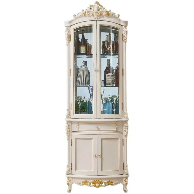 

European-Style Living Room Solid Wood Triangle Locker Villa Arc Corner Cabinet Corner Wine Cabinet Corner Cabinet furniture