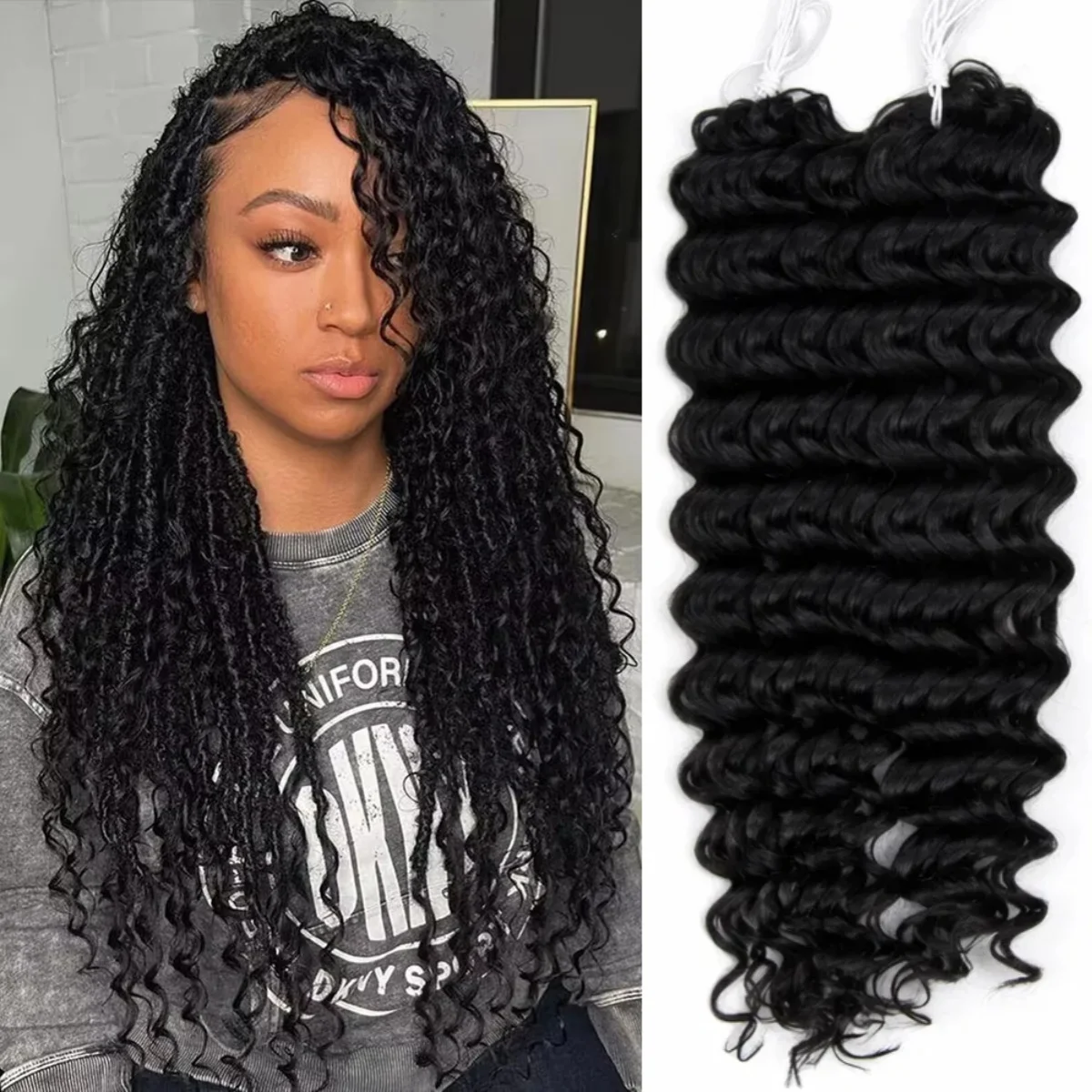 

Бесшовные косы для наращивания волос, предварительно разделенные, для плетения, 100% натуральные человеческие волосы, глубокая волна, невидимые