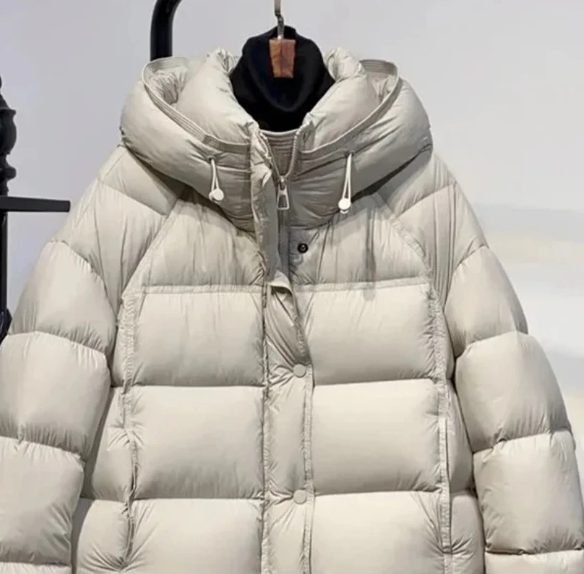 

Winter Fashion Hooded Down Cotton Jacket Women High-End Casual Loose Long Sleeve Thicken Warm Cotton-padded Parkas Female Outwea