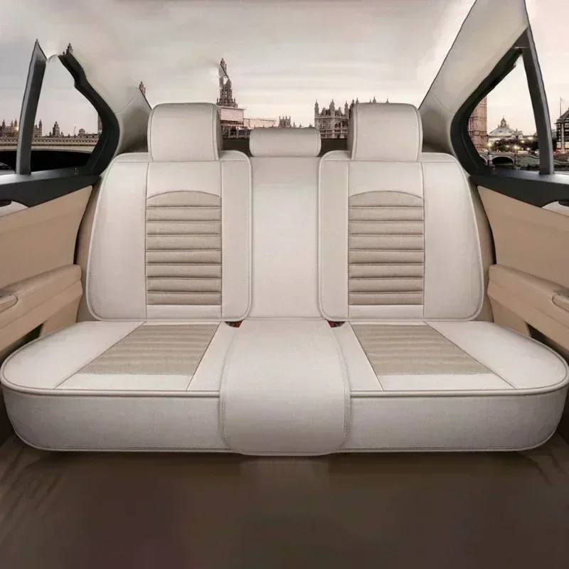 لجي إم سي كانيون غطاء مقعد السيارة كتان مقاوم للاهتراء قابل للتنفس وغير قابل للانزلاق مريح مجموعة كاملة من 5 مقاعد غطاء مقعد ملفوف بالكامل #5