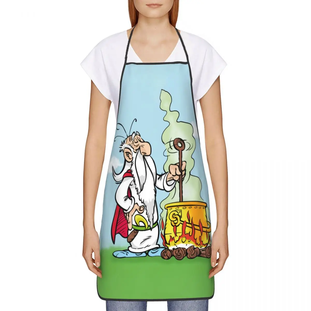 Custom Bib Getafix Cooking Magic Potion Aprons Men Women Adult Chef Kitchen Cooking Comics Asterix Tablier Cuisine Painting