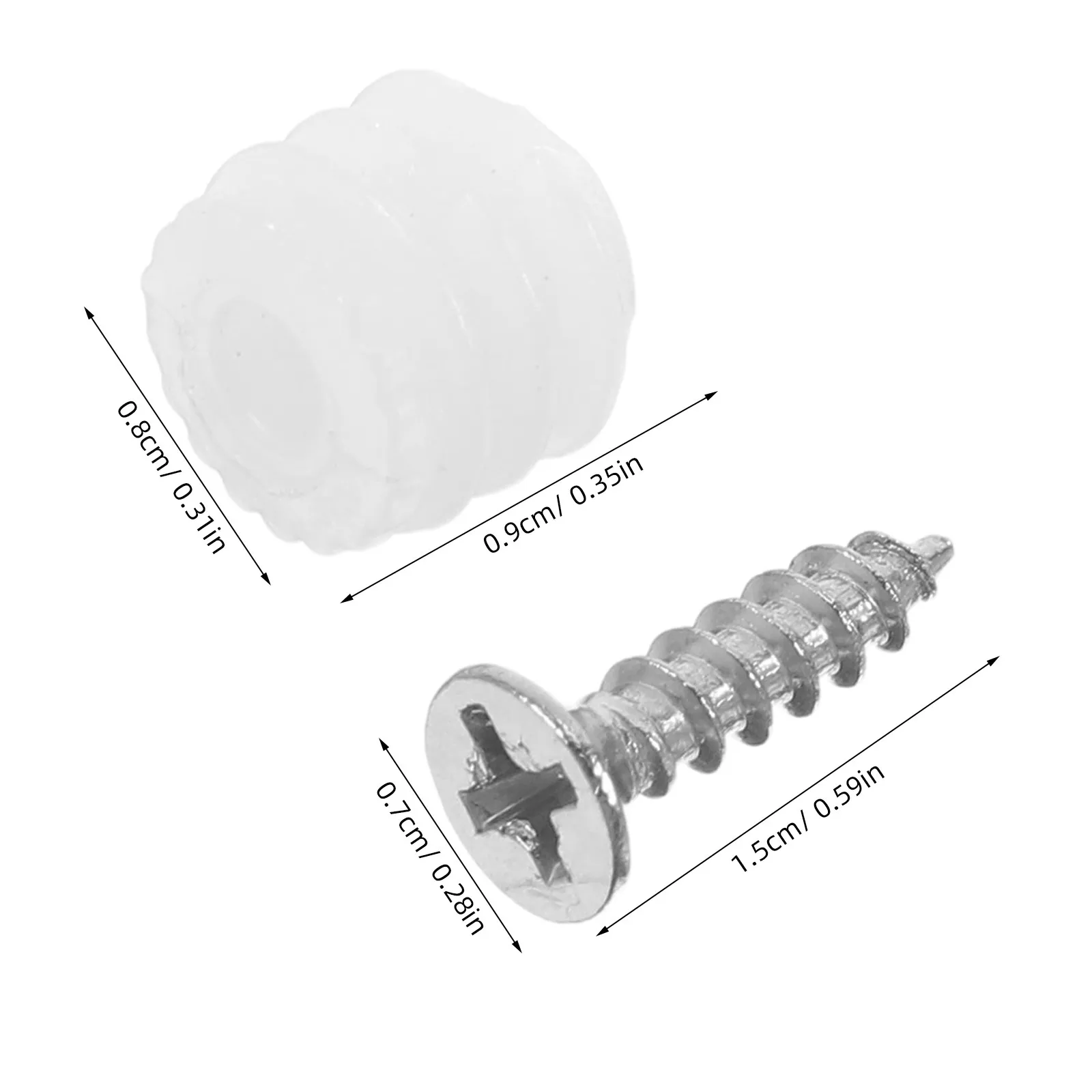 200Pcs Plastic Hinge Dowel Inserts Screws Self Tapping for Cabinet Door Hinge Repair Bedside Furniture Connector Fittings
