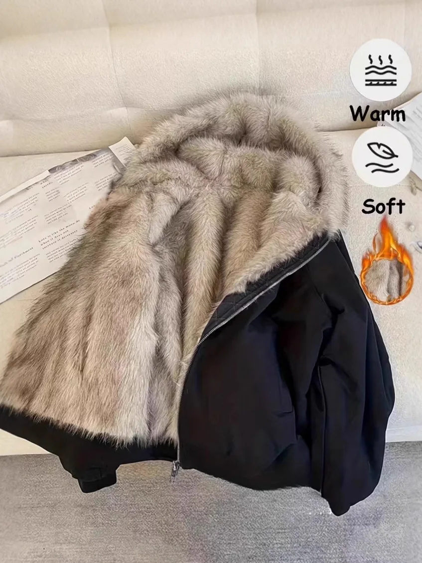 Premium Retro Fluffy Cotton Jacket Fur Collar Women's 2026 Autumn and Winter Design Loose Casual Top