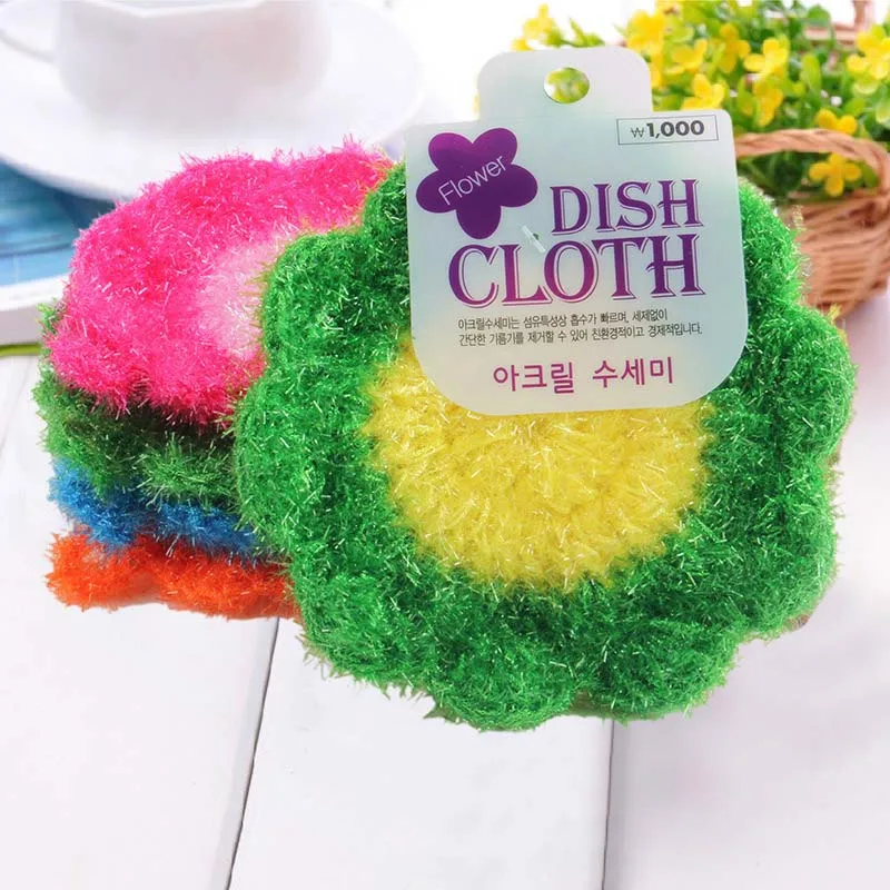 1pc Flower Shaped Dish Scrubber Sponge Non-scratch Bowls Pan Tableware Washing Cleaning Cloth Scouring Pads Home Kitchen Tools