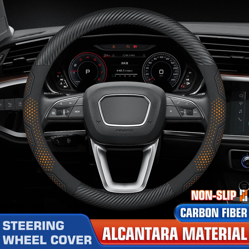 

For Kia K5 Sportage Picanto Xceed Rio Cerato Soul Carens Seltos Carbon Suede Car Steering Wheel Cover Special Auto Accessories