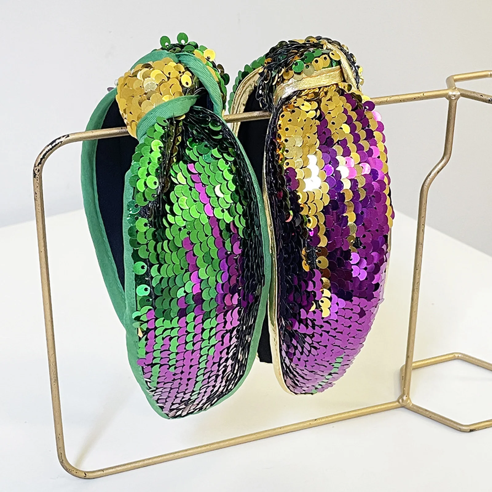 

Gold-Sequin Headband Glitter Rhinestone Sparkly Hair Band for Women Bachelorette Party Birthday Wedding Festival